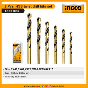 INGCO 6 Pcs  HSS twist drill bits set (AKDB1065)