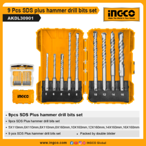 INGCO 9 Pcs SDS plus hammer drill bits set (AKDL30901)