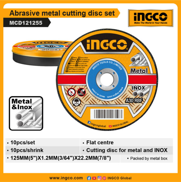 INGCO Abrasive metal cutting disc set (MCD121255)