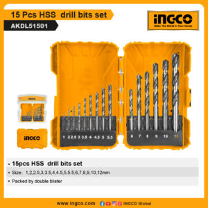 INGCO 15 Pcs HSS  drill bits set (AKDL51501)