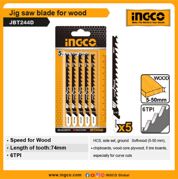 INGCO Jig saw blade for wood (JBT244D)
