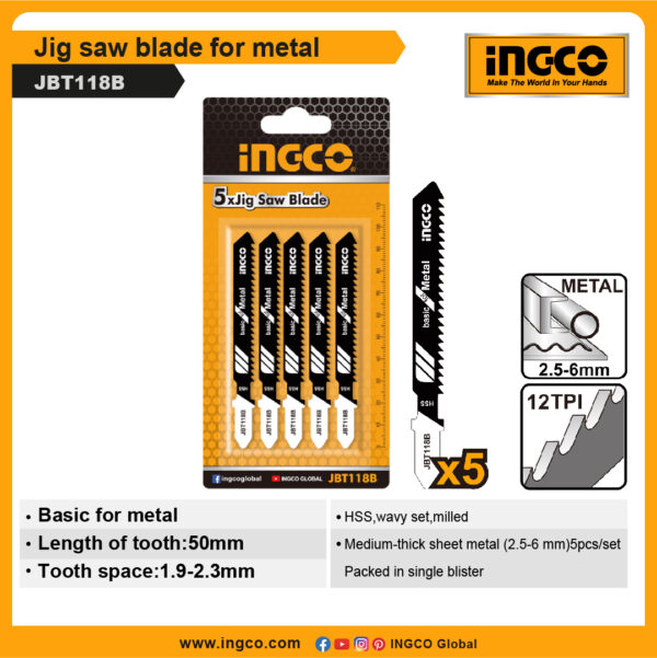 INGCO Jig saw blade for metal (JBT118B)