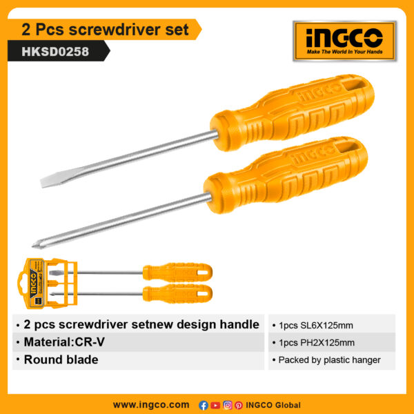 INGCO 2 Pcs screwdriver set (HKSD0258)