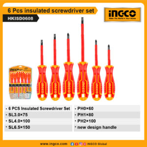 INGCO 6 Pcs insulated screwdriver set (HKISD0608)
