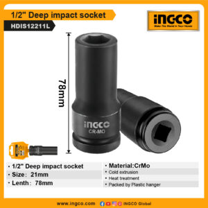 INGCO 1/2″ Deep impact socket (HDIS12211L)