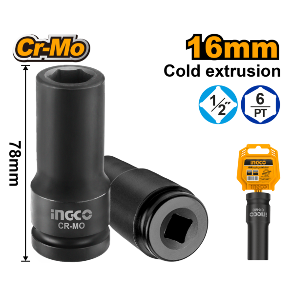 INGCO 1/2″ Deep impact socket (HDIS12161L)