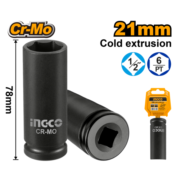 INGCO 1/2″ Deep impact socket (HDIS12211L)